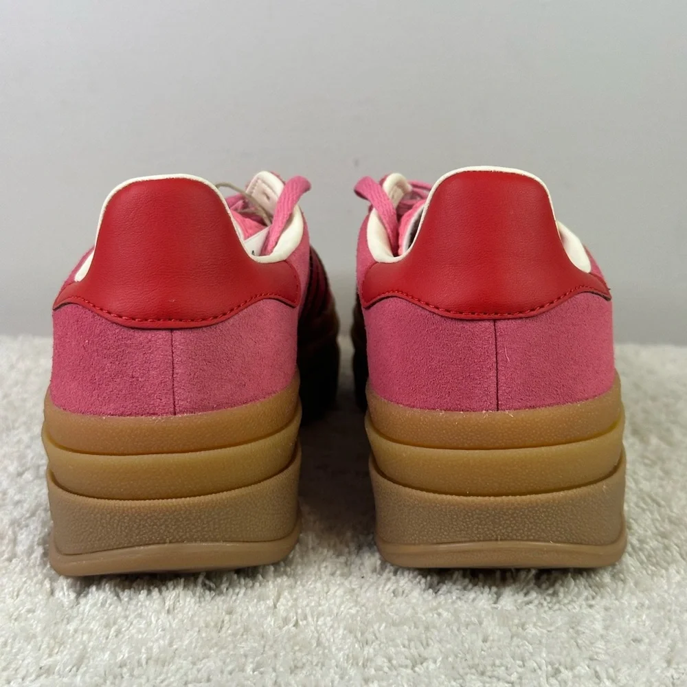 adidas Gazelle Platform Pink and Red Suede Athletic Shoes - Picture 3 of 9